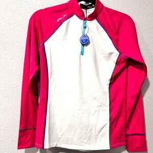RLX Ralph Lauren Women’s Golf Active 1/4 Zip L/S Top White Pink NEW XS Orig $148